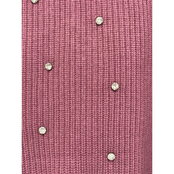 Elie Tahari $395 Rhinestone Ribbed Knit Pink Sweater Medium NWT - Picture 5 of 7